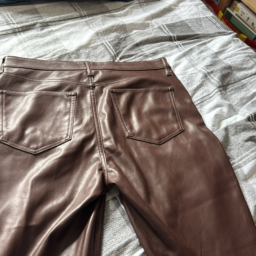 GAP Vintage Slim High Rise Faux-Leather Bootcut Ankle Brown Pants - Picture 9 of 9